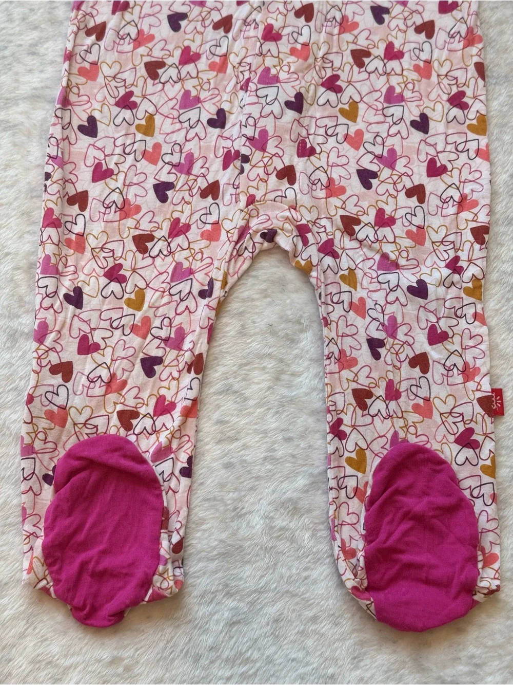 Magnetic Me Hot Pink Hearts Footie Sleeper 6-9M Baby Girl Modal Multicolor